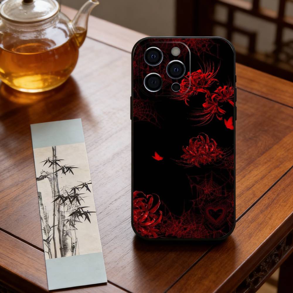Rote Spinnenlilie Handyhülle Silikon Weich Für IPhone 17 16 15 14 13 12 11 X XR Plus Pro Max Plus