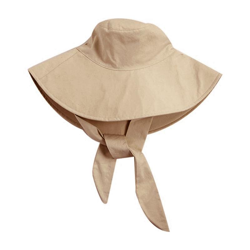 Cappello a Secchiello in Cotone e Lino da Donna Casual Monocolore con Fascia a Falda Larga Visiera Parasole Leggero Estivo Protezione UV Cappello da Spiaggia