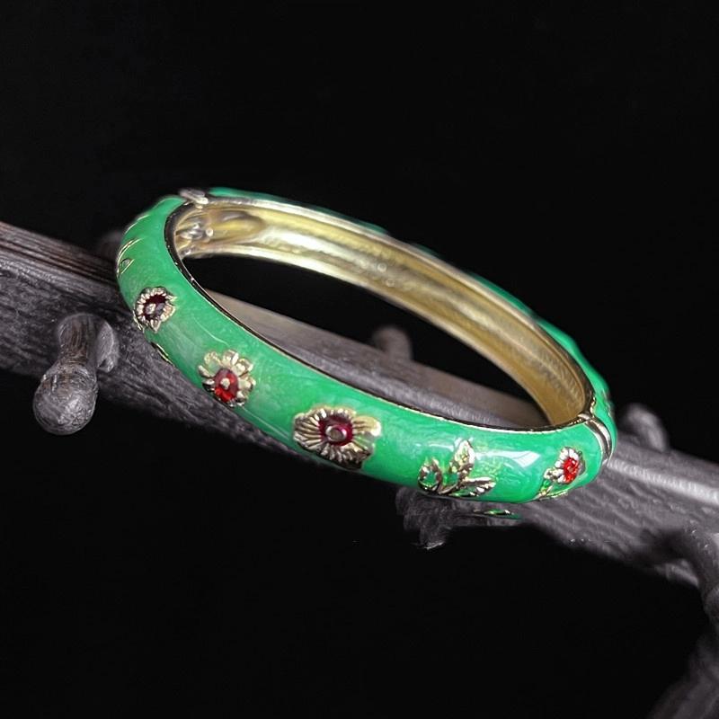 Vintage Bracelet For Women Small Flower Ethnic Style Cloisonne Bangles Women'S Elegant Jewelry Gifts