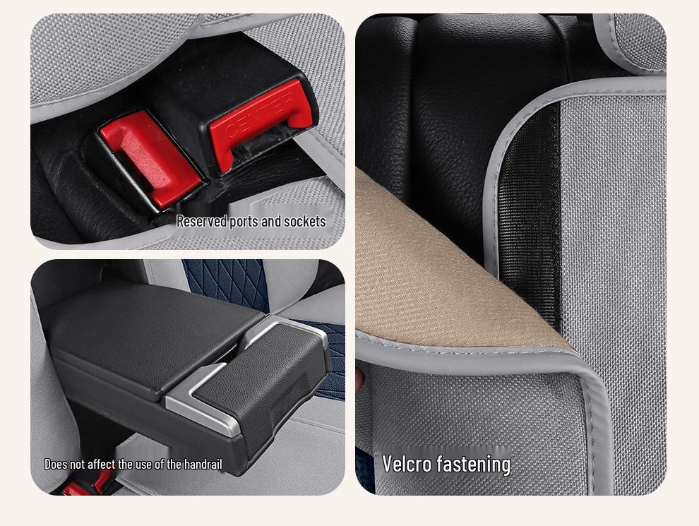 Universal Breathable Linen Car Seat Cushion - Full Surround for All Seasons, Fits Five Seats