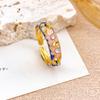 Hollow Out Vintage Geometric Rings Classic Gold Plated Ring Colorful Enamel Flower Rings  Romantic