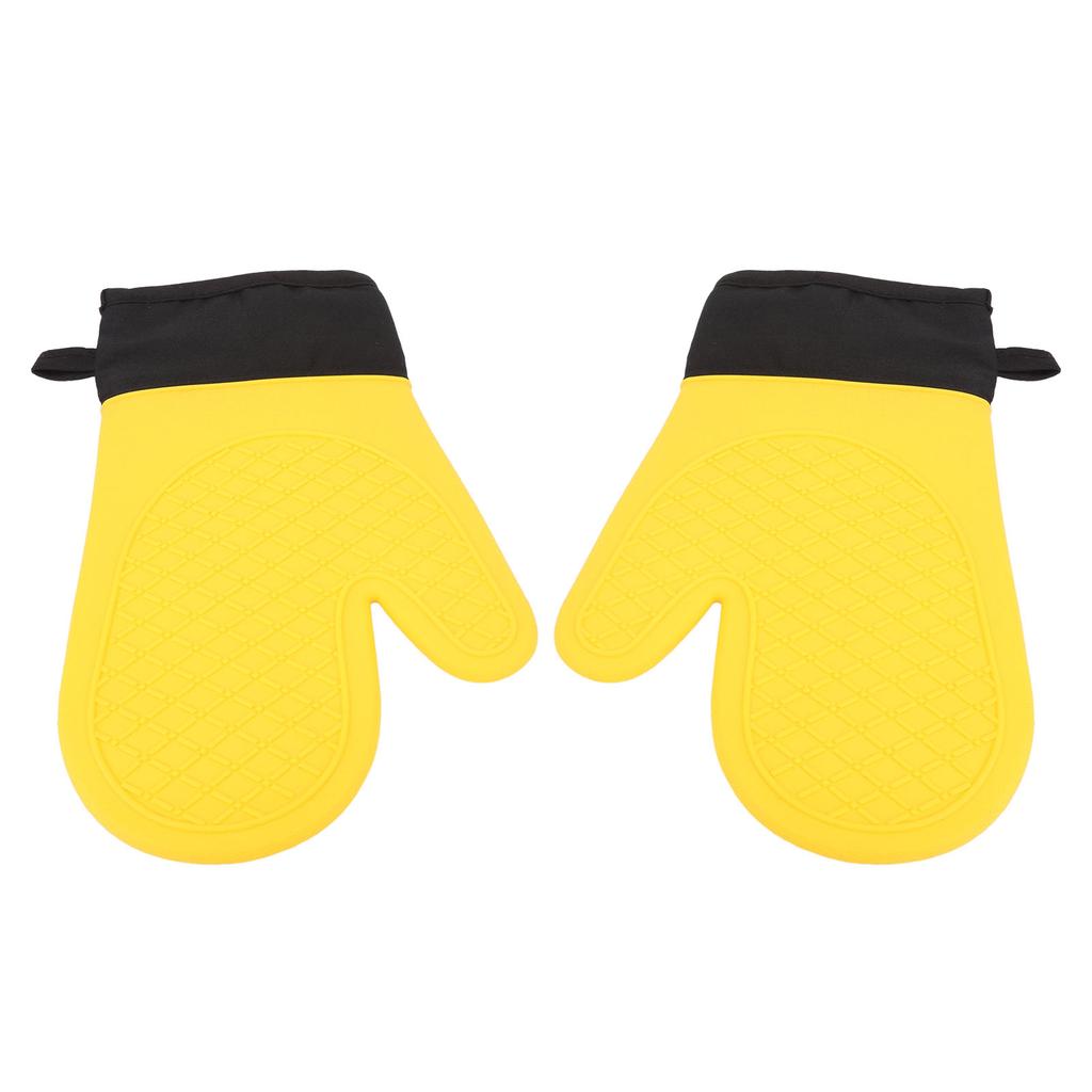 2Pcs Oven Gloves Silicone Heat Resistant Water Proof Thickened Ribbed Oven Gloves Kitchen Accessories