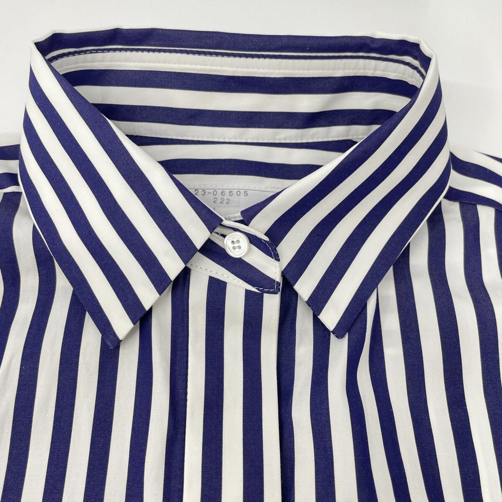 sacai 23-06505 23 Stainless Steel Blue x White Thomas Mason Striped Short Sleeve Shirt tops 1 Blue x whiteUsed