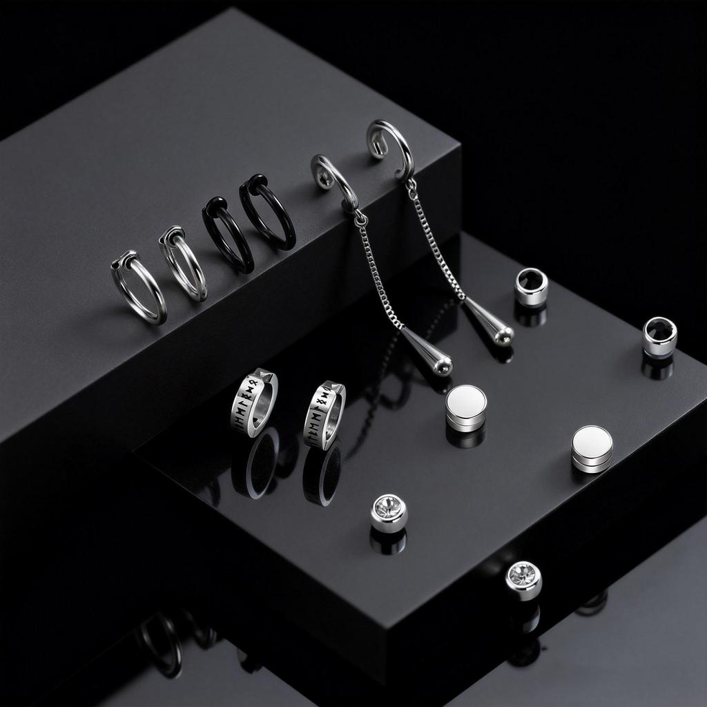 Pendientes de Aro Punk de Moda sin Perforar con Clip para Hombres Mujeres, Brazalete de Oreja Magnético Pequeño, Clip para Hélice de Oreja Genial Hip Hop Unisex