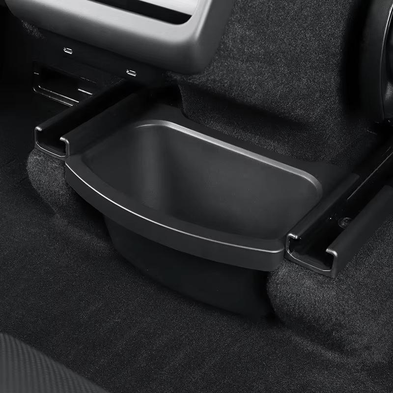For Tesla Model Y Juniper 2025+ Rear Seat Organizer, TPE Behind Center Console Storage Box - Durable Waterproof Bin