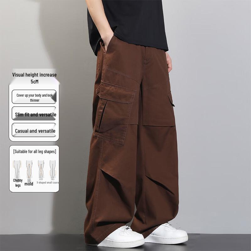 VUUG Men's Cotton Wide-Leg Cargo Pants