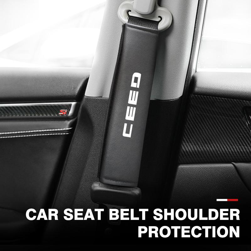 CKTJ8 Car Seat Belt Leather Safety Shoulder Cover Protection Pad For KIA Ceed Sportage Rio K5 K2 Cerato Proceed Venga Sedona
