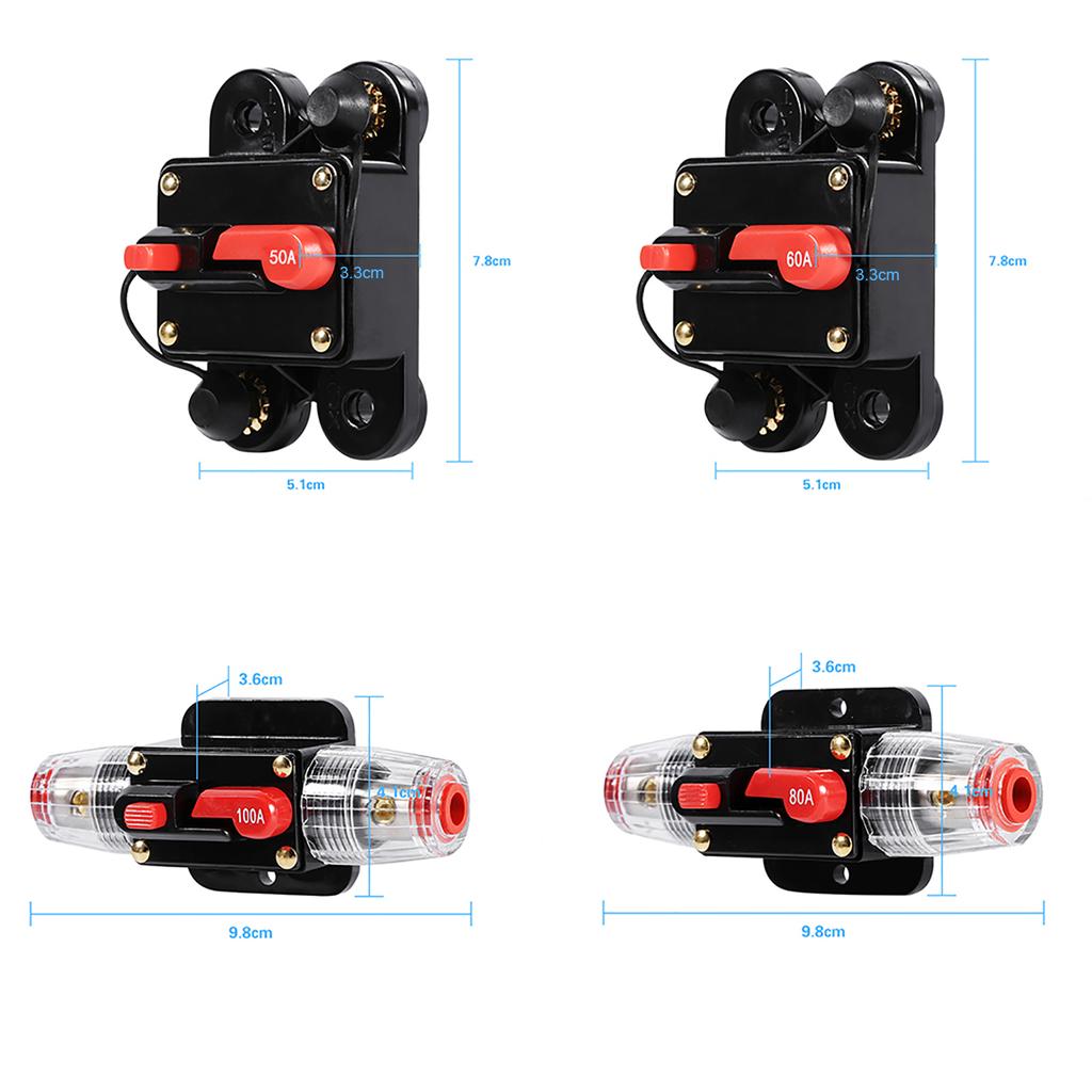 Circuit Breaker Reset Fuseholder 50Amp ‑100Amp Circuit Breaker Reset Fuseholder Car Boat Holder Waterproof 12‑24V New