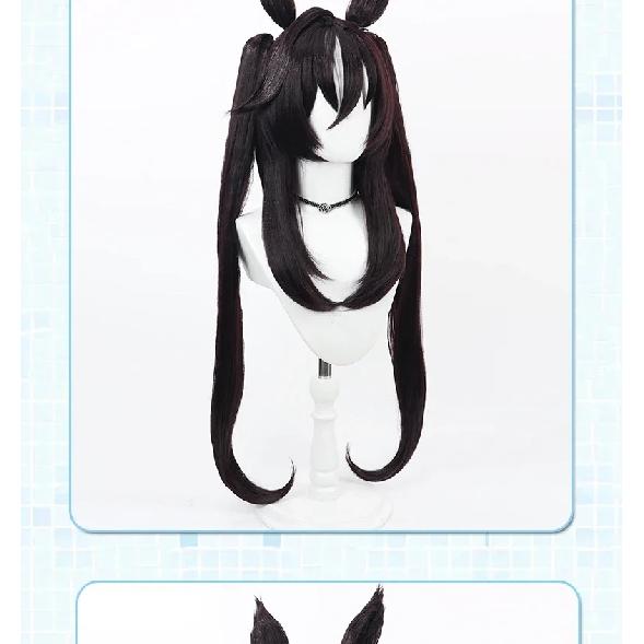 UETEEY Uma Musume Pretty Derby Vivlos Cosplay Wig Ears Tail Halloween Party Costume Prop Synthetic Hair Heat Resistant Fiber