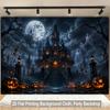 1 piece of 2D flat background fabric Halloween pumpkin lantern and castle ghost background fabric wooden board wallzyc