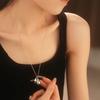 Elegent Double Water Droplet Necklace Long Chain Pendants Necklace for Women  Sweater Chain