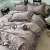 summer ice silk Korean large lace washed silk four-piece set lace mattress cool bed sheet summer bedding