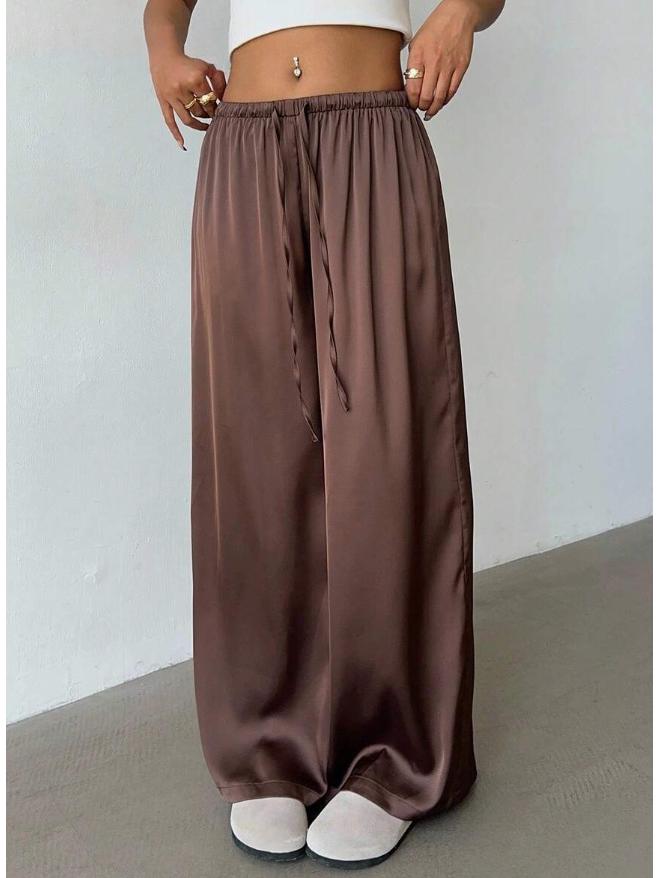 Women's Satin Low-Rise Retro Casual Pants - Perfect for Commuting