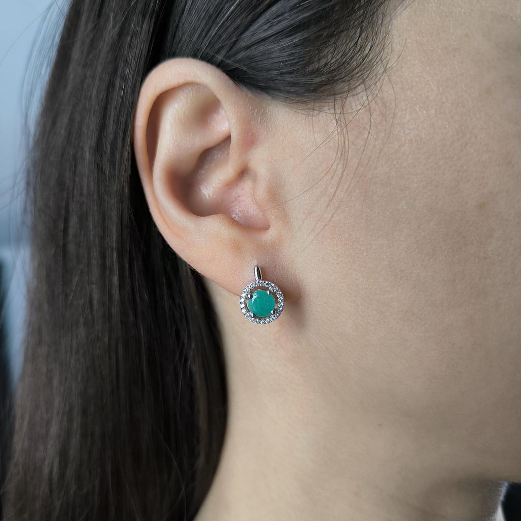 Silver Earrings with a Natural Emerald 2.028ct (2206101)