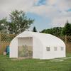 Garden Tunnel Greenhouse 10.4 m² Anti-UV Garden Greenhouse Roll-Up Zipped Door Mesh Windows 350 x 300 x 200 cm White