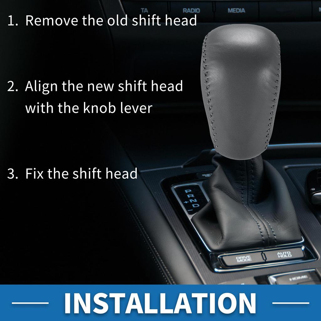 ABSOPRO Automatic Gear Shift Knob for Toyota Camry Plastic Faux Leather Automotive Gearbox Stick Shifter Lever Gray with Gray Stitching 2007-2014,