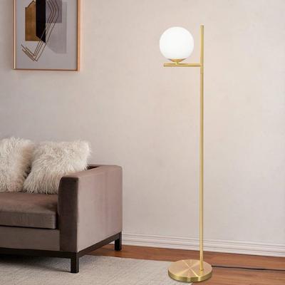 Floor Lamp - NETTLIFE - Gold Living Room Floor Lamp - Metal and Glass E27 - Foot Switch - Height 150 Cm