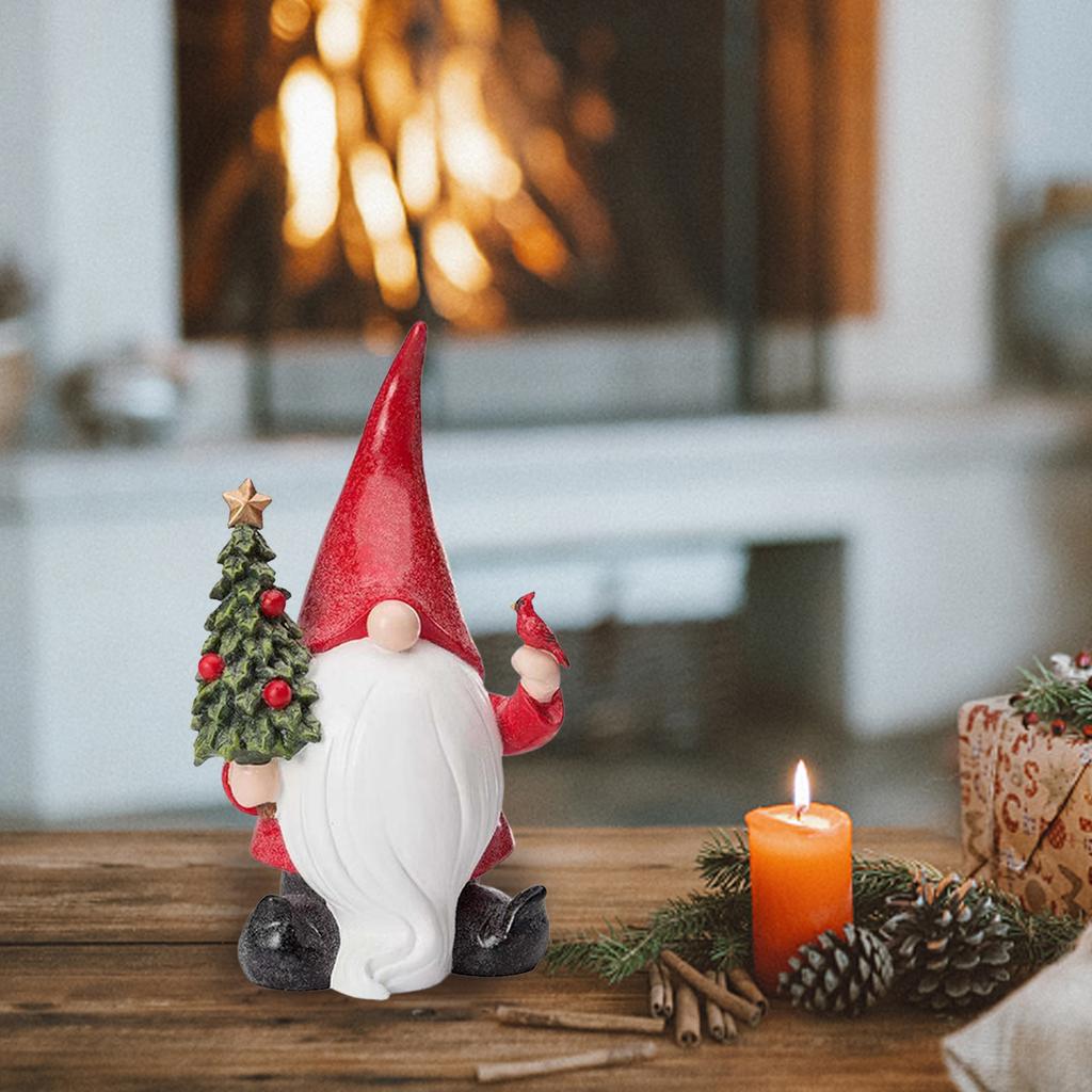 Garneck Christmas Gnome Statue Decor Creative Resin Gnome Ornament for Outdoor and Garden Lightweight and Portable Decoration