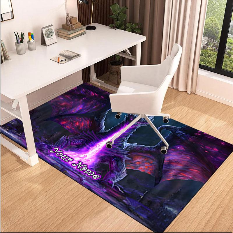 1PC Custom Name "Dragon's Mystic Flame" Theme Floor Mat Ideal for Living Room, Game Rooms, Office, Bedroom,Floor Mat Playful Design