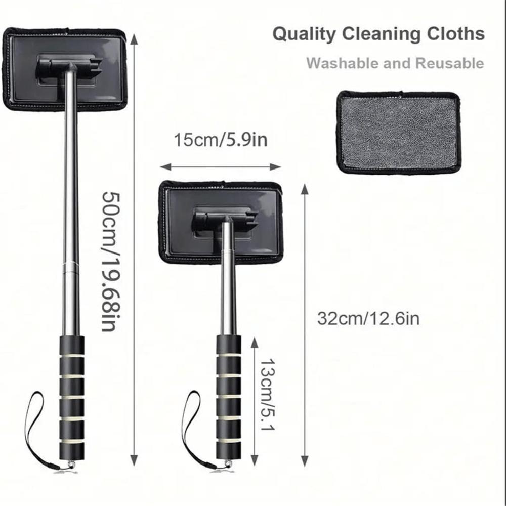 2-Pack Extendable Window/Mirror Cleaner Set! Telescoping Tool for Car & Home - Includes Lanyards, Fights Rain & Dirt, Ergonomic
