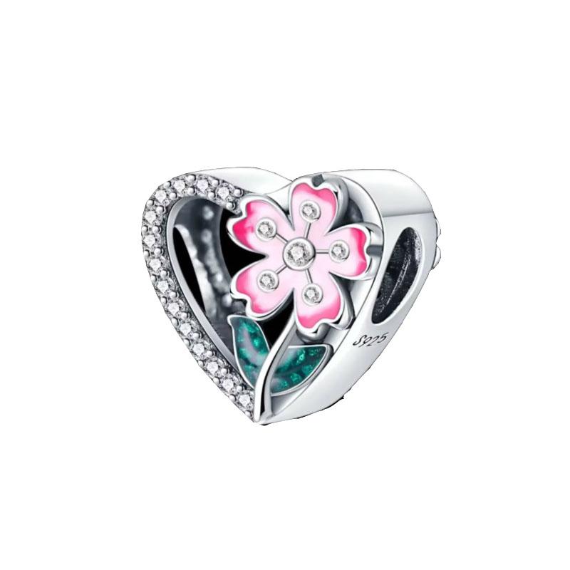 Springs Flower Series Copper Bird Hibiscus Tulip Charm Bead Fit Women Original Bracelet Jewelry For Gift