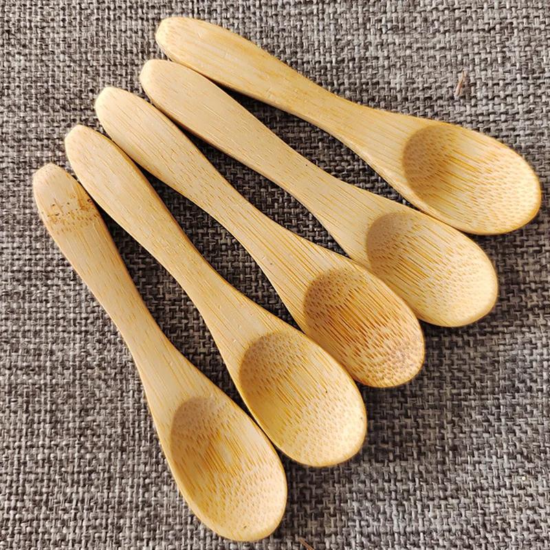 

5PC Mini Natural Bamboo Wooden Dessert Ice Cream Yogurt Honey Mini Spoon Wedding Party Kitchen Accessories