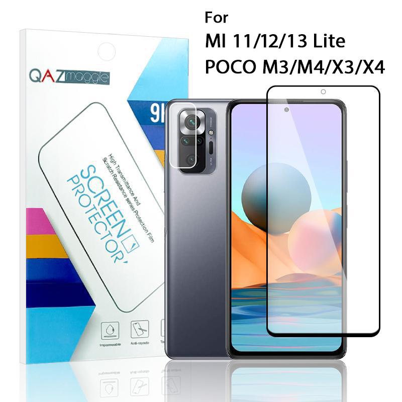 

Для Xiaomi Mi 11 12 13 10T 11T Lite Pro Стеклянный протектор экрана Полное покрытие Закаленное стекло Пленка объектива камеры для POCO X3 X4 NFC M3 M4 F3 F4 GT 4G 5G
