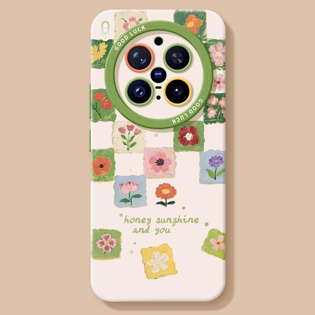 Flowers for Vivox300pro Silicone Oppo Spring Findx9 Samsung S26 Lanyard Xiaomi 17 Mobile Phone Case