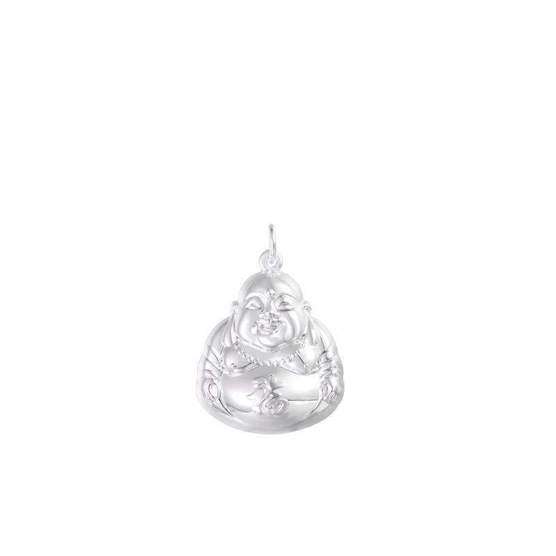 Sterling Silver Maitreya Buddha Pendant Necklace for Women - Ethnic Style Protection & Wealth Attraction 999 Sterling Silver