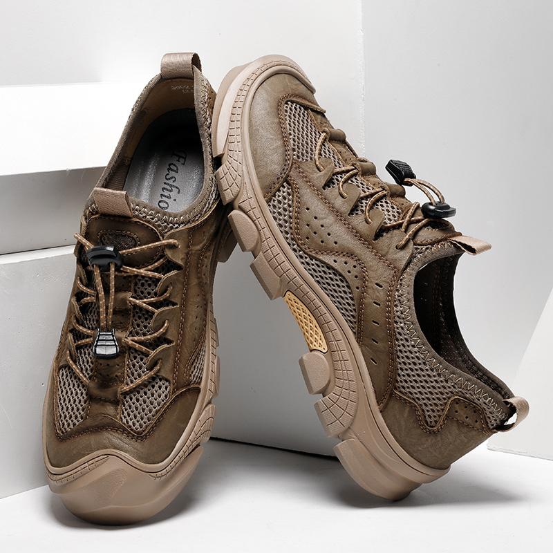 Fashion Hot Sale Summer Men's Sandals Outdoor Non-slip Man Beach Sandals Handmade Genuine Leather Male Mesh Shoes Breathable Sneakers