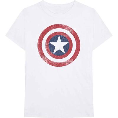 T-shirt Captain America Bouclier Usé Marvel Comics Blanc Nouveau T-shirt Unisexe