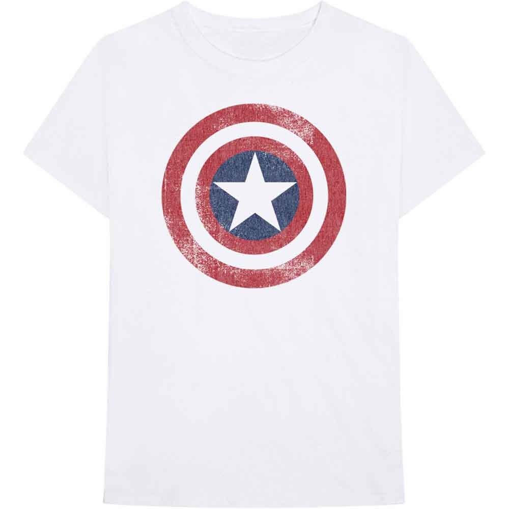 Marvel Comics Captain America Distressed Shield T-Shirt White New Unisex T-Shirt XXXL
