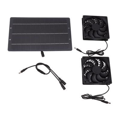 Kit Ventola Pannello Solare 10W Resistente alle Intemperie Ad Alimentazione Solare Doppia Ventola di Scarico Montaggio a Parete per Pollai