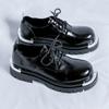 Classic Black Men's British Style Thick Soled Formal Leather Shoes Fashionable Lace Up Comfortable Business Casual Leather Shoes