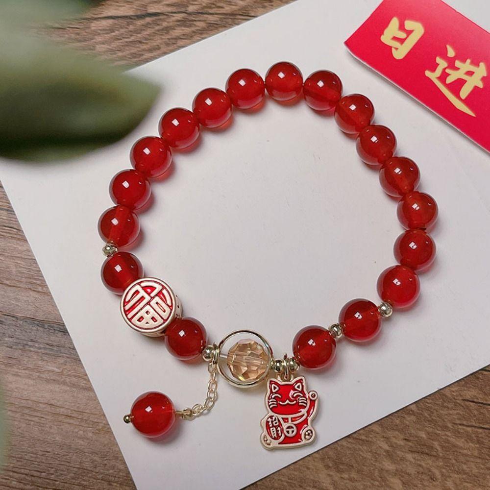 Pendant Burst Bead Bracelet Lucky Cat Beads Bangles Delicate New Snake Year Bracelet  New Year