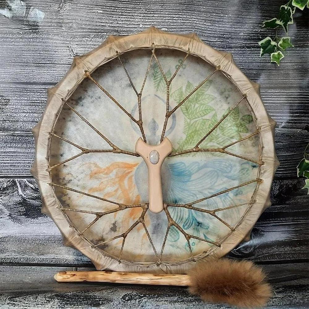 Shamanic Drum,10 Inch Hand Drum With Drum Stick, Sound Healer Shaman Drum For Spiritual Music, Reflection Meditation - Colored