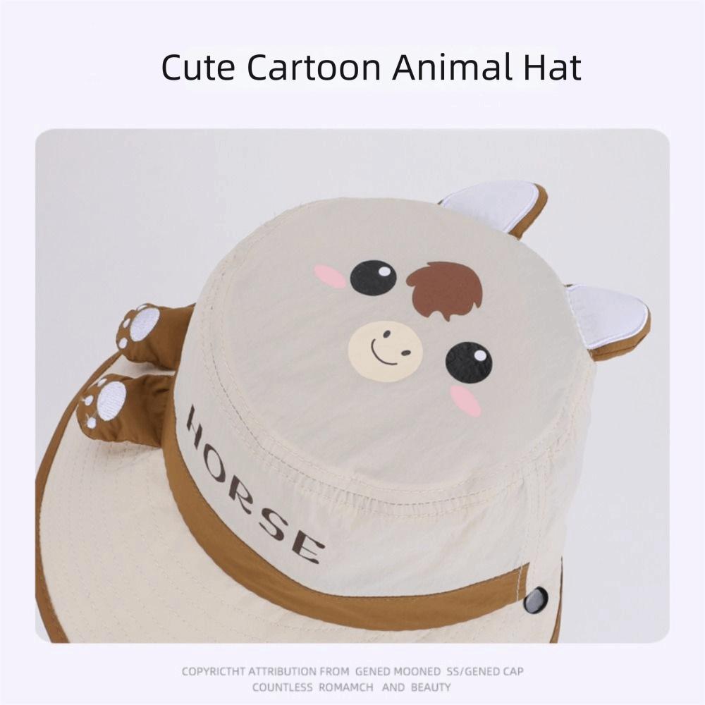 Extended Shawl Children's Sun Hat Big Brim Children Beach Cap Cute Cartoon Fisherman Hat Outdoor