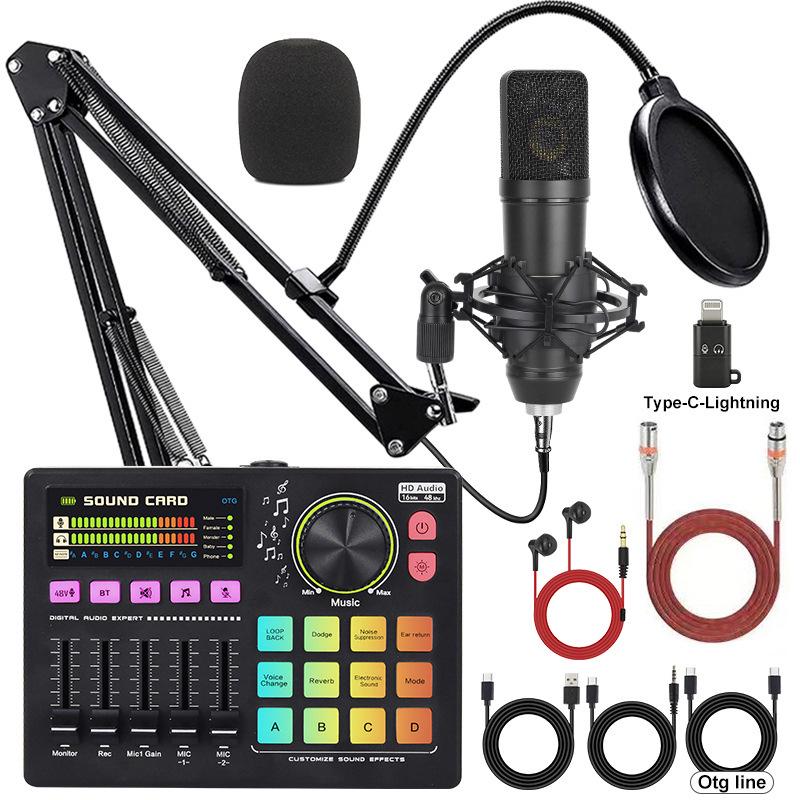 BM800 USB Microphone and Sound Card Set for Mobile, PC & Podcast with Headphones