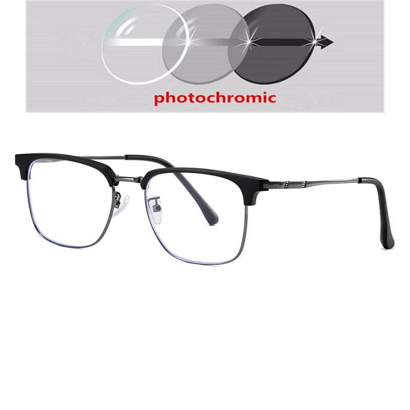 Prescription 0 -0.5 -0.75 To -6.0 Half Frame Square Nearsighted Glasses For Men Retro Anti Blue Rays Myopes Lunettes Male