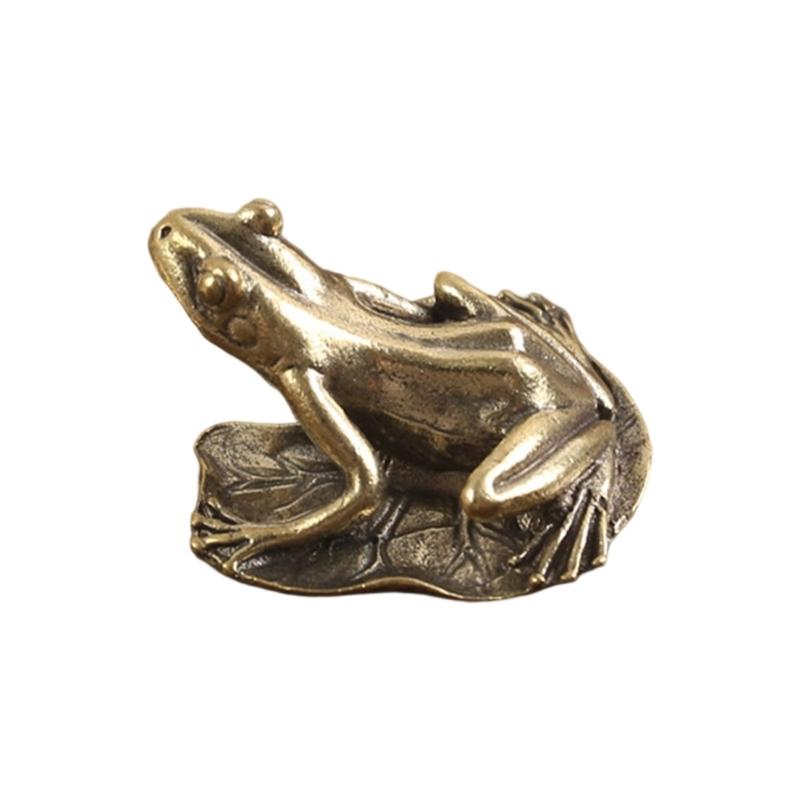 Carving Brass Frogs Miniature Statue Solid Design Decorative Accent Fengshuis Animal Figurine For Desk Shelf Living Room