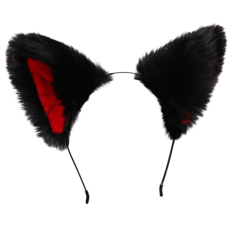 Diadema y pinzas con orejas de animales: Gato, zorro, perro lobo con cascabeles: accesorios para el cabello de cosplay para mujeres.
