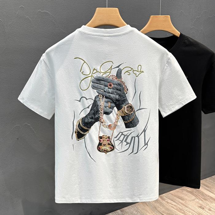 New Summer Men's Short-sleeved T-shirt Cotton American Printed Thin Short T-shirt Top
