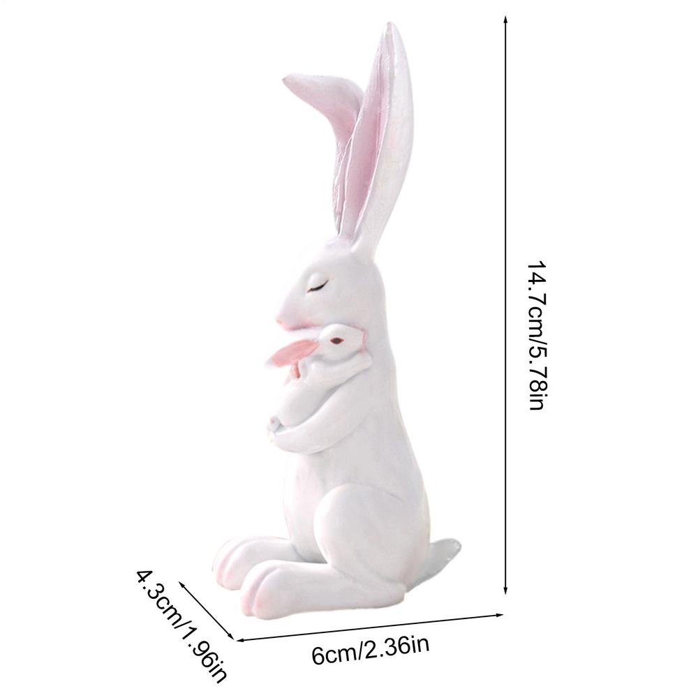 Фигурка Пасхального Кролика Декор INS Милый Мать Обнимает Ребенка Кролик Смоляное Украшение Домашний Настольный Прекрасный Садовый Статуи Украшение