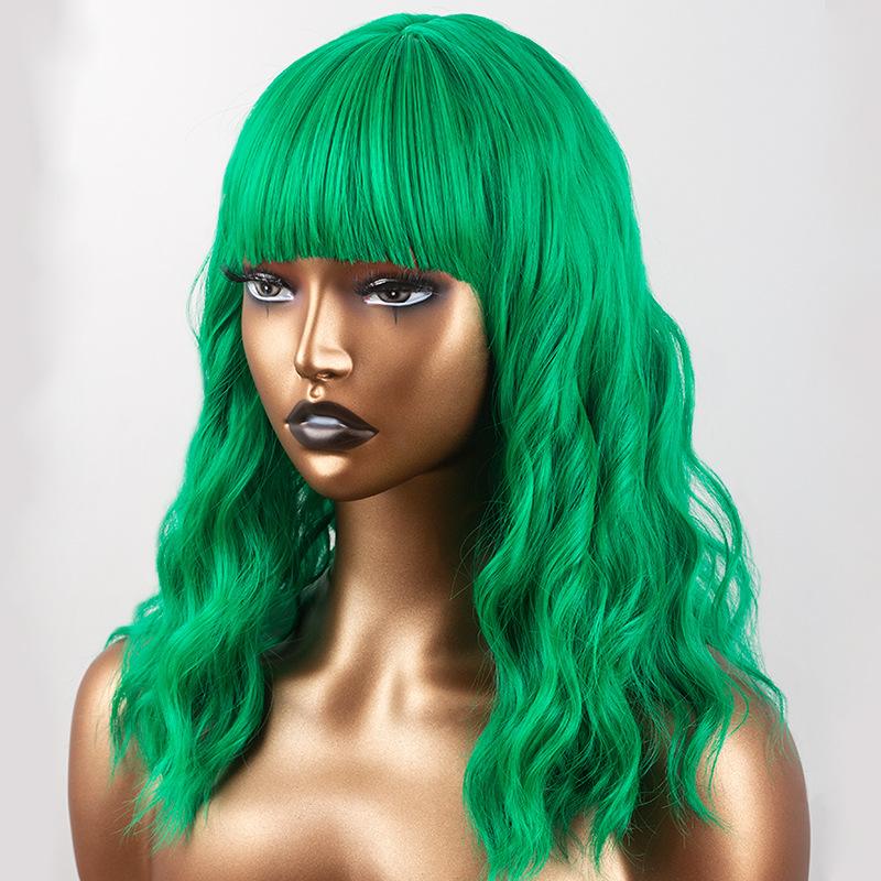 Premium Synthetic Wavy Wigs for Women Long Curly Wig with Bang Medium Water Wave Wig Hair Auburn Wig Cosplay Drag Queen