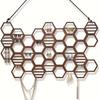 1Pc Honeycomb Earring Organizer Wall Mounted Earring Display Rack Wooden Hanging Jewelry Organizer For Studs Necklaces
