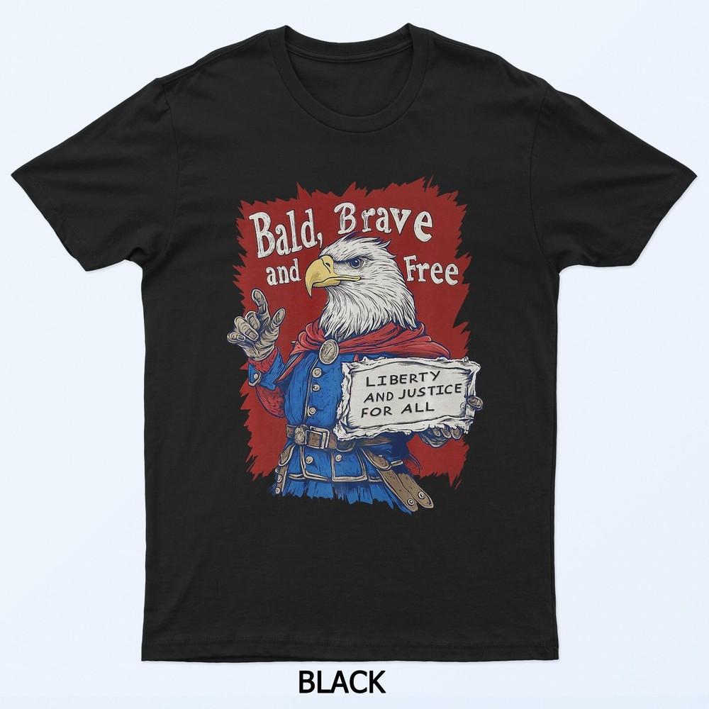 Mens Patriotic Bald Man Bald Eagle 4th of July America T-Shirt