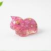 Natural Crystal Chip Epoxy Lying Cat Mini Figurine Desktop Decor Ornament For Home Office Multiple Color Options Festival Gift