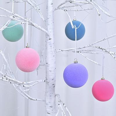 12 pièces 6cm Pendentif Boule de Noël en Velours Incassable Floqué Boules de Noël Ornements Réutilisables DIY Ornements à Suspendre pour Arbre de Noël