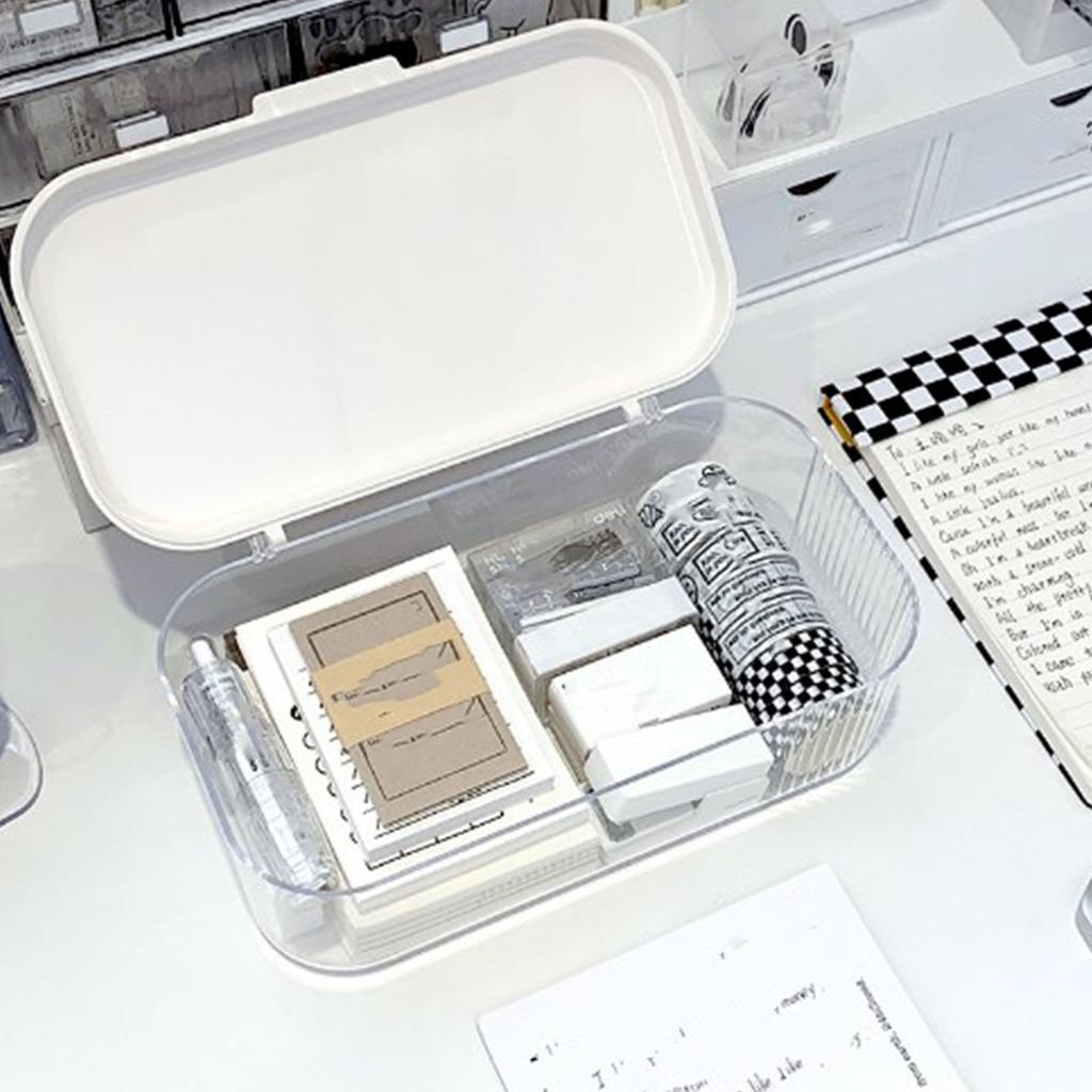 Clear Storage Box Multipurpose PS Transparent Storage Container Bin with Lid for Medicine Makeup