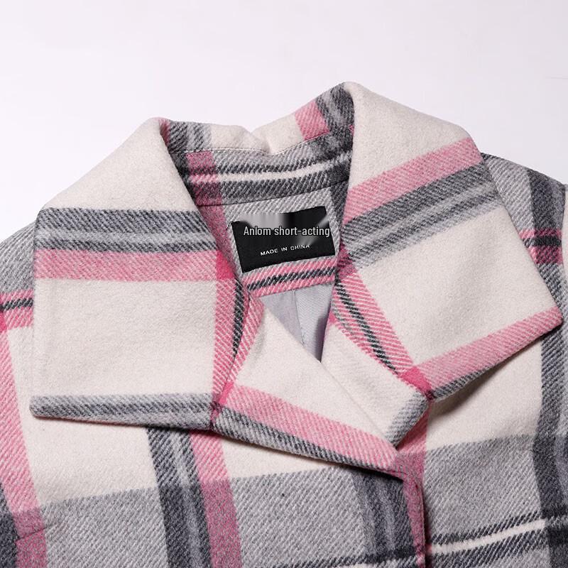 Anlom Women's Winter Plaid Wool Blend Mid-Length Coat